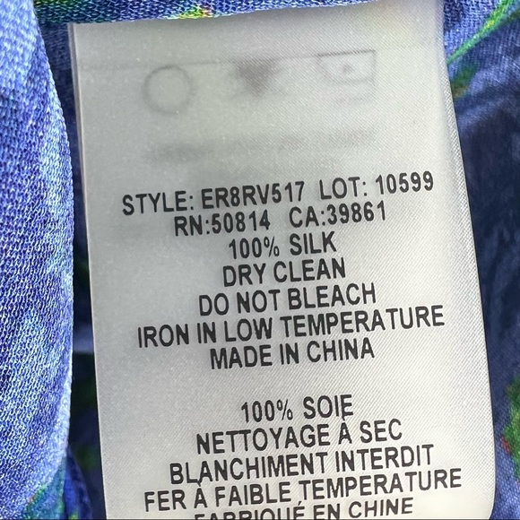 Elie Tahari Orion Pleated Bell Sleeve Silk Blouse in Enchanted - Picture 8 of 8